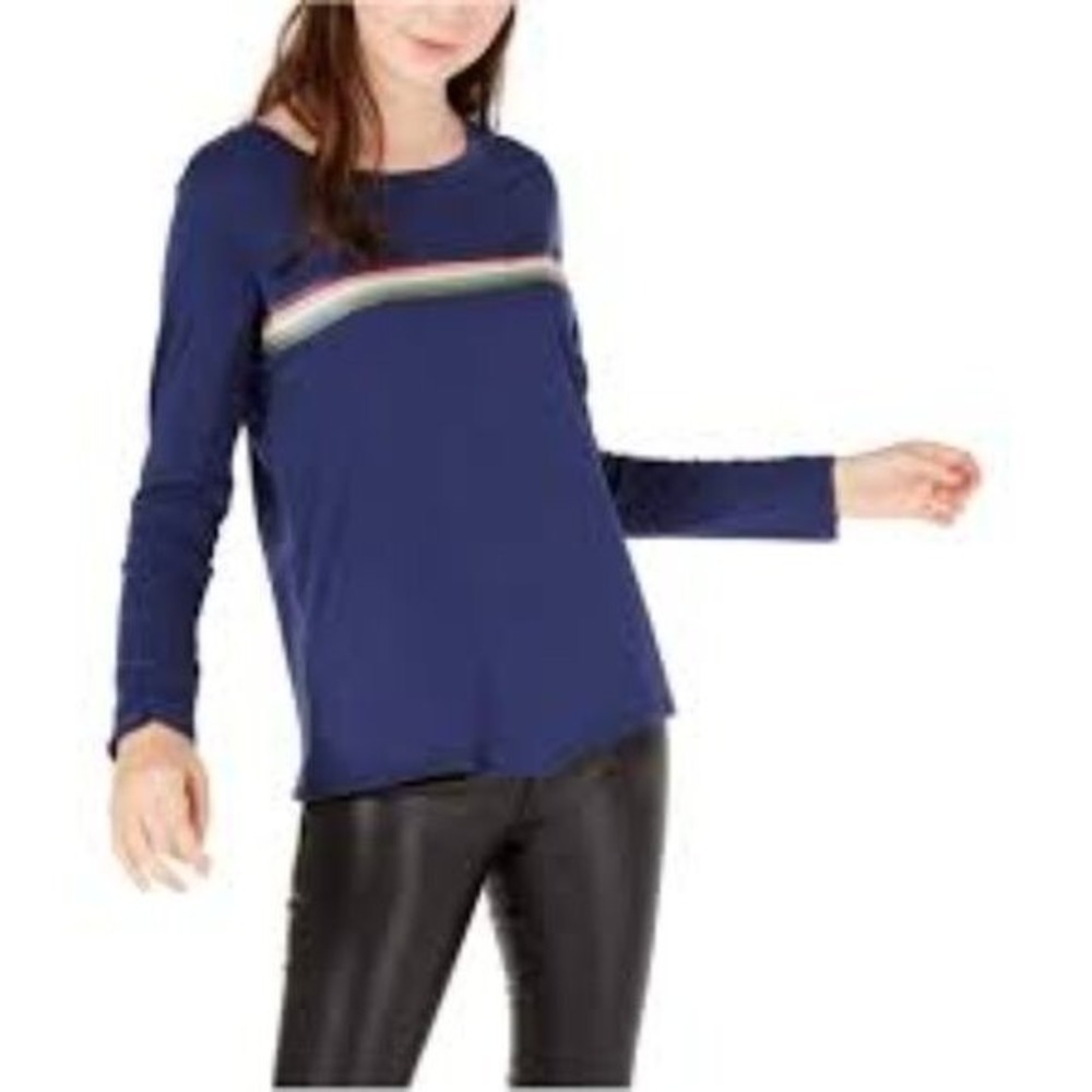 Material Girl Womens‎ Striped Long Sleeve Pullover Blouse
